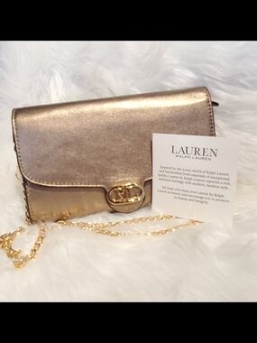 Lauren Ralph Lauren Metallic  Gold Chain  Bag